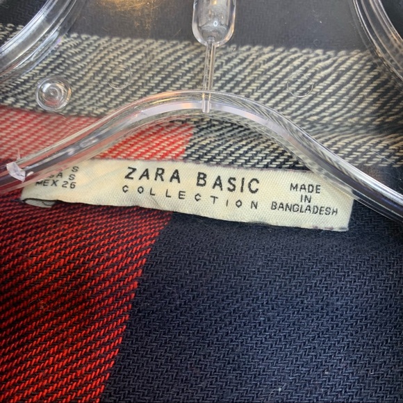 Zara Flannel Shirt Dress in Plaid with Studs Red - Picture 6 of 7